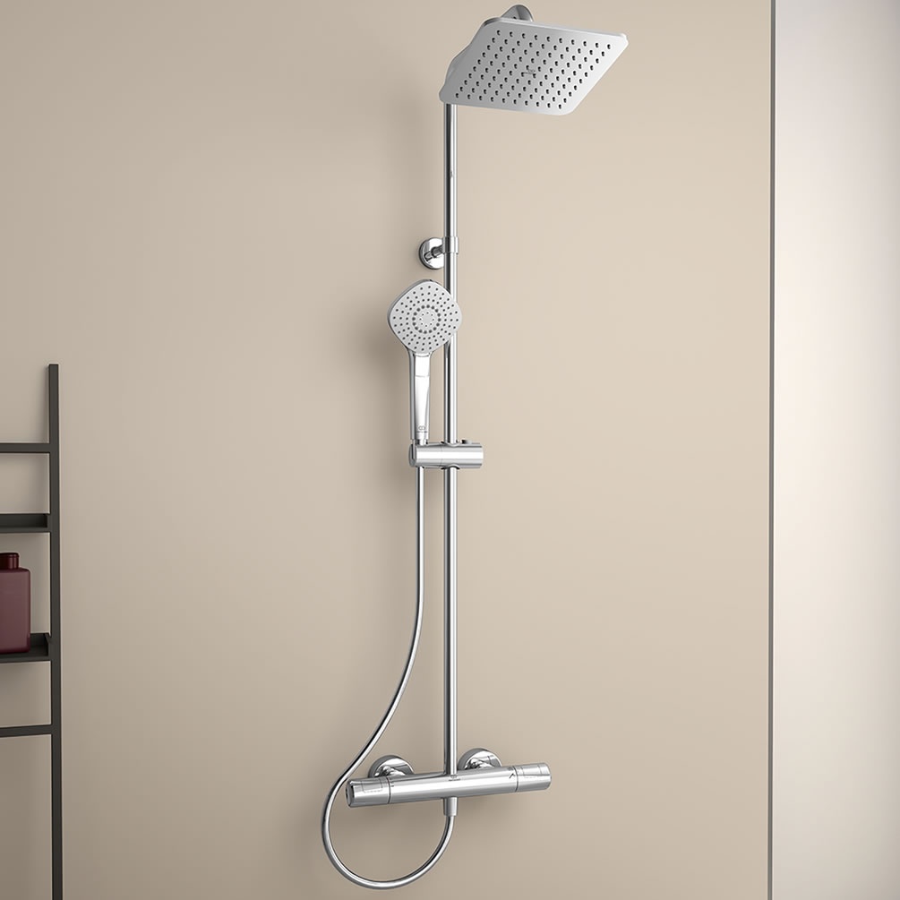 Lifestyle image of Ideal Standard Ceratherm T100 Exposed Square Thermostatic Shower Column